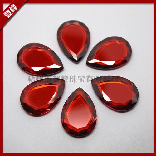 梨形雙臺面石榴紅鋯石 DIY飾品配件的人造寶石首選